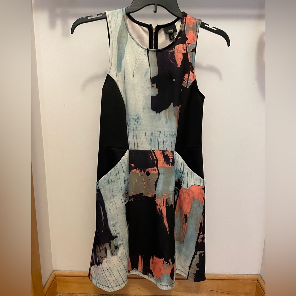 Multicolor Abstract Design Women’s Dress with Pockets